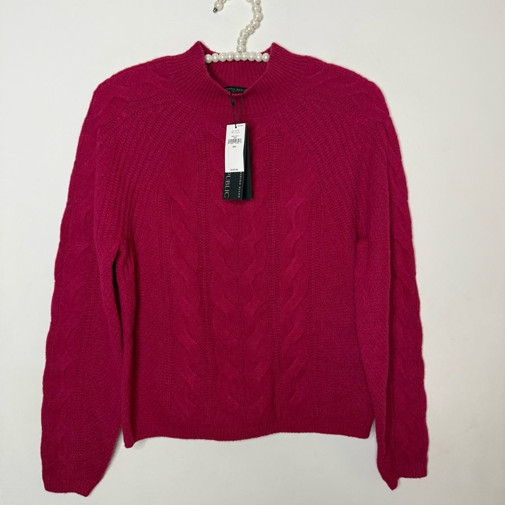 Banana Republic Berry Cable Knit Mockneck Sweater